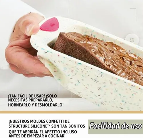 Vista 2 de Trudeau Bandeja para Pastel Confeti de Silicona de 8x8 Pulgadas – Híbrido Reforzado de Silicona Flexible y Forro Duro para Estabilidad