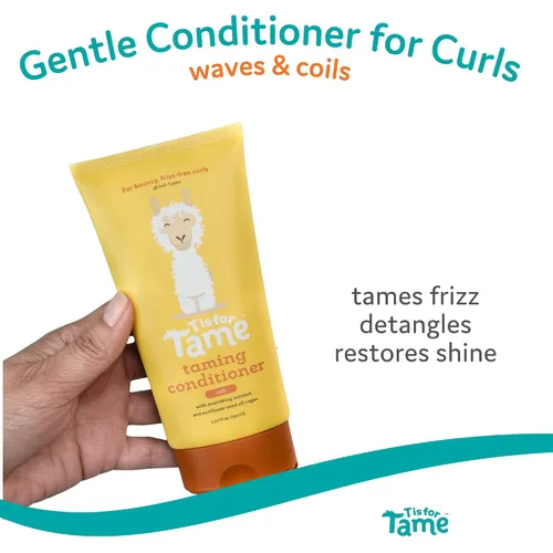 Vista 2 de T is for Tame - Acondicionador domesticante para niños – Acondicionador natural para cabello rizado con aceite de coco y girasol – Desenreda
