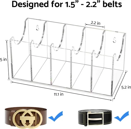 Vista 3 de FEMELI - Organizador de cinturón de acrílico para armario, caja de almacenamiento de 5 ranuras Clear Acrylic Shelf Belt Closet& Drawer Storage