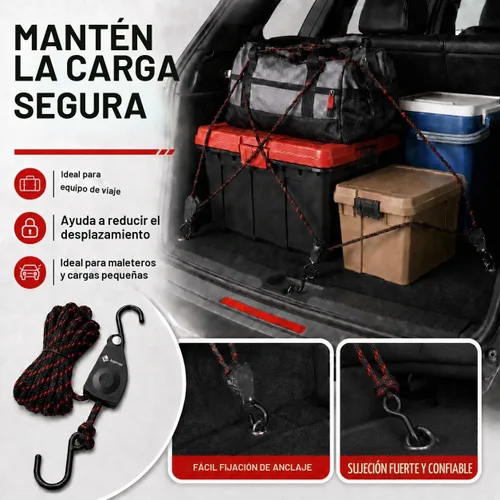 Vista 8 de LE KAPMOZ Correas de amarre de trinquete, colgador de cuerda ajustable de 1