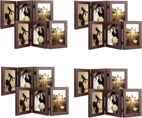 Vista 37 de Golden State Art - Marco decorativo con bisagras para mesa, escritorio, 3 aberturas verticales, con cristal real