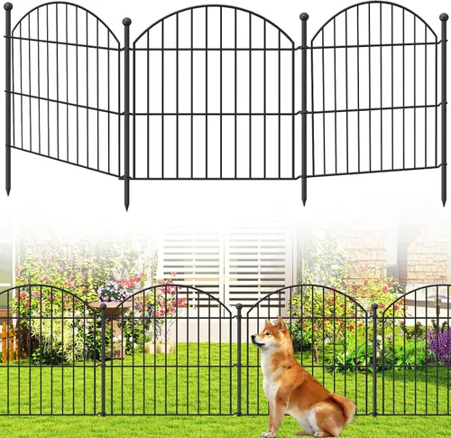 Vista 21 de Valla Decorativa de Jardín 24 pulgadas (Alto) x 10 pies (Largo), Paquete de 5 Valla Sin Excavación Barrera para Animales para Perro con Cerradura