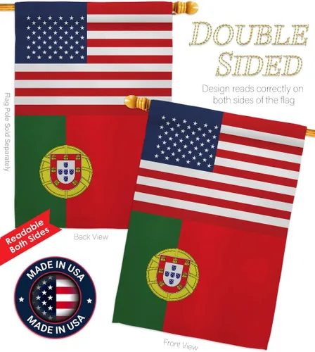 Vista 3 de Cartel de bandera de la amistad de Portugal, Estados Unidos, arte de pared, postes de bandera para exteriores de casa, decoración al aire libre