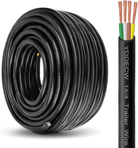 Vista 25 de Cable de Remolque de 4 Vías - Calibre 14, 4 Conductores, 10 Pies, Extensión de Cable Resistente de Cobre Puro, Cordón de Cableado para Remolque RV