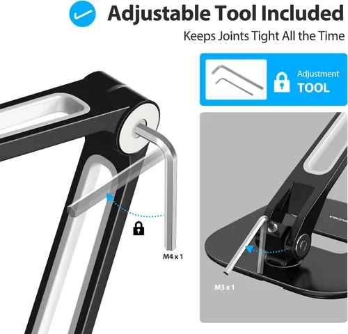 Vista 7 de AboveTEK Soporte para tableta, soporte ajustable para iPad multiángulo, soporte giratorio de 360° para iPad, soporte de escritorio de aluminio