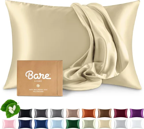 Vista 17 de Bare Home Funda de almohada 100% seda de morera para cabello y piel - Funda de almohada de seda ultra premium grado 6A 19 Momme - Cremallera oculta