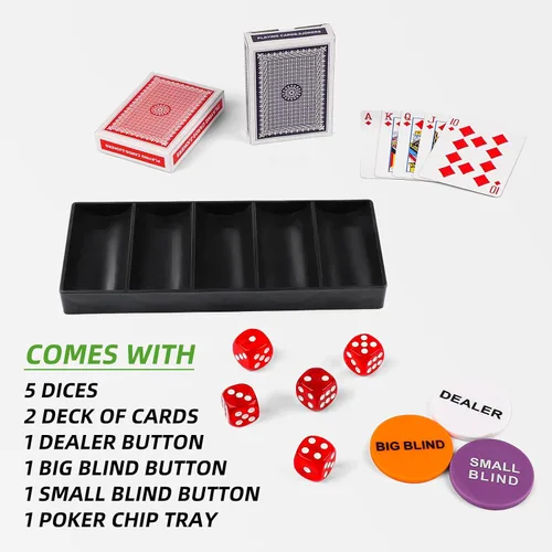 Vista 7 de Homwom Juego de póquer para viajar, 100 piezas, 5 colores, fichas de póquer profesionales en caja de regalo de cartón, fichas de póquer de casino