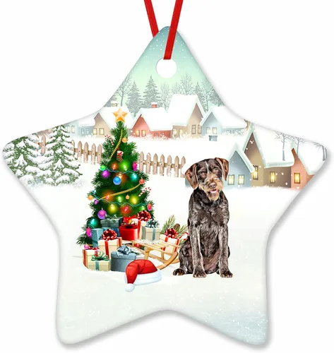 Vista 25 de Prezzy Airedale Terrier - Adorno para decoración de árbol de Navidad, regalos lindos para amantes de los perros, para familiares y amigos, nuevo