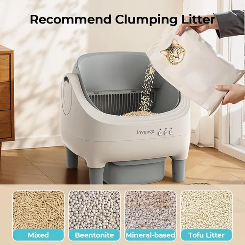 Vista 7 de Invengo - Arenero Automático para Gatos con Limpieza Automática, Control por Aplicación, Arenero Automático de Tapa Abierta con Sensores