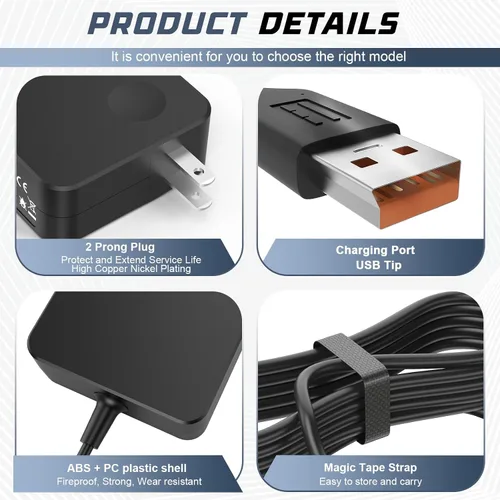 Vista 3 de Fancy Buying Cable USB de 65 W, 40 W, 6 pines (no punta cuadrada, no USB tipo C) Adaptador de cargador para Lenovo Yoga 3 Pro-1370 Yoga 3-1170 Yoga