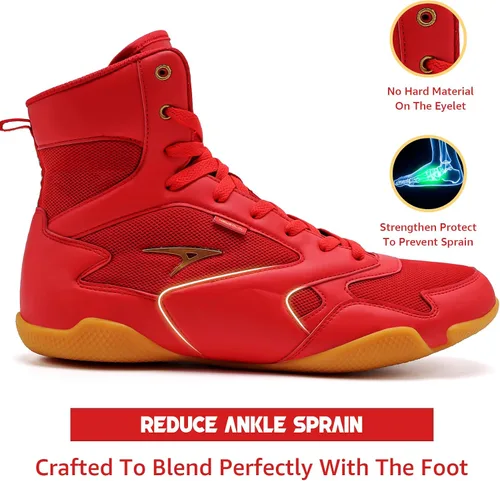 Vista 2 de ASHION Zapatos de lucha libre para hombre, zapatos de boxeo, zapatillas de deporte de fitness con suela cero caída