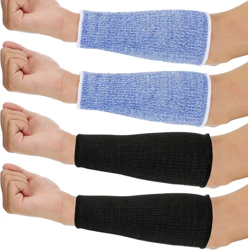 Vista 12 de Neer 4 pares de mangas protectoras para brazos para piel delgada, anticortes, resistentes a quemaduras, funda para antebrazo para cocina y Negro