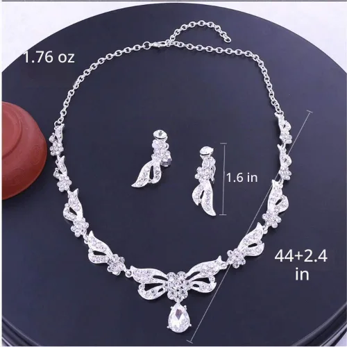 Vista 3 de Juego de collar de tiara con diamantes de imitación de cristal artificial para novia, diadema brillante, accesorios para el cabello, para bodas