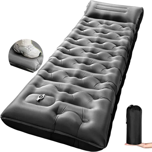 Vista 12 de KASBAH - Colchoneta de dormir inflable de 6 pulgadas de grosor con bomba de pie y almohada integradas, equipo de campamento ultraligero
