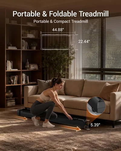 Vista 7 de LONTEK 15% Auto Incline Walking Pad Under Desk, Compact Treadmills for Home