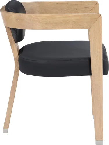 Vista 6 de Meridian Furniture 564Black-C Carlyle Collection Modern Silla de comedor contemporánea, acabado natural cepillado de madera maciza, cuero vegano