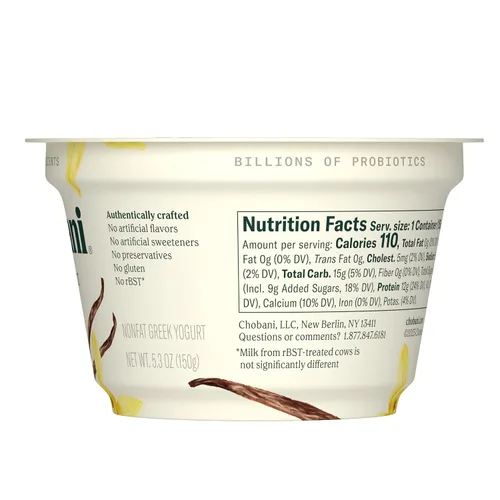 Vista 2 de Chobani® Yogur griego sin grasa con vainilla mezclada 5.3oz