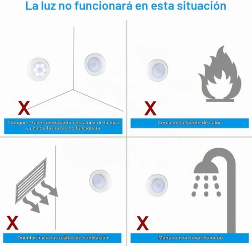 Vista 8 de AMIR Luz con sensor de movimiento mejorada de 3.15 pulgadas para interiores, inalámbrica, funciona con pilas, luces LED nocturnas adhesivas
