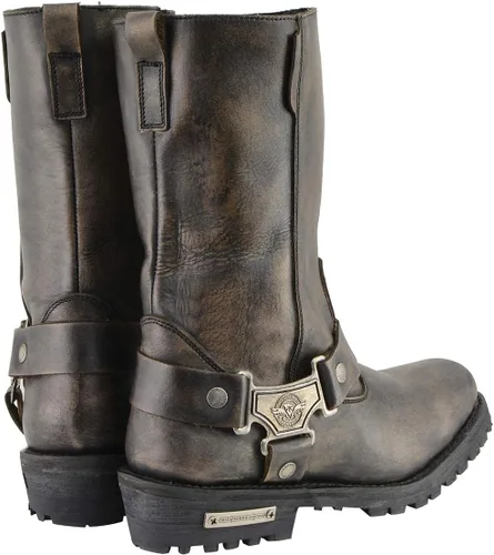 Vista 8 de Milwaukee Leather MBL9361 - Botas de piel para mujer, con arnés clásico, puntera cuadrada, color marrón envejecido, de 11 pulgadas