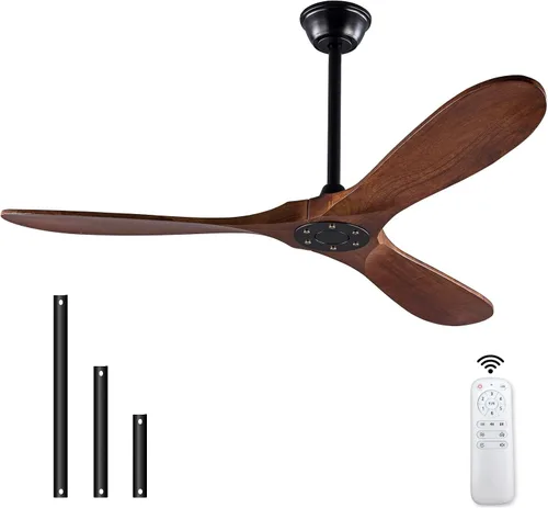 Vista 9 de Ventiladores de techo negros de 42 pulgadas con luces y control remoto, luz LED regulable, 3 cuchillas de madera, función de memoria, motor CC