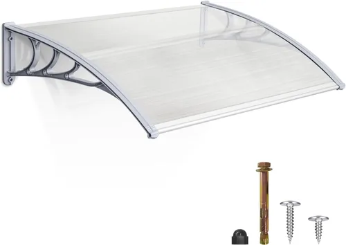 Vista 14 de MCombo - Toldo de policarbonato para ventana de exterior de 78.2 pulgadas, lámina hueca, toldo para puerta de patio