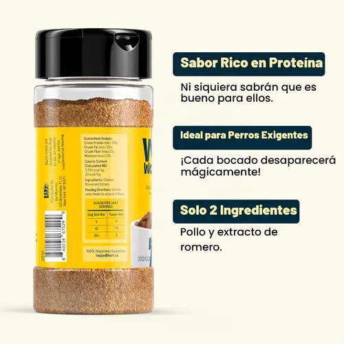 Vista 4 de BarkBox - Decoración de pollo para perros High Protein Ingredients for All Breeds, Rosemary Extract for Large & Small Breeds, Shake & Pour for Dog