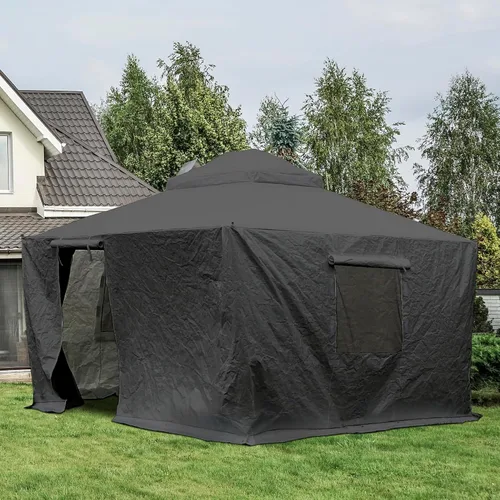 Vista 18 de Domi 2,44 m x 2,44 m Funda Universal de Invierno para Cenadores con Techo Rígido, Cubierta Exterior Impermeable con Paredes Laterales y Ventanas