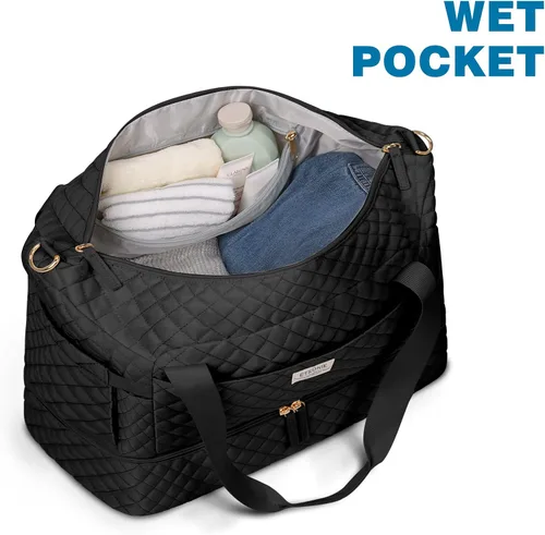 Vista 3 de Bolsa de lona de gimnasio para mujer, K-negro, Bolsa de viaje