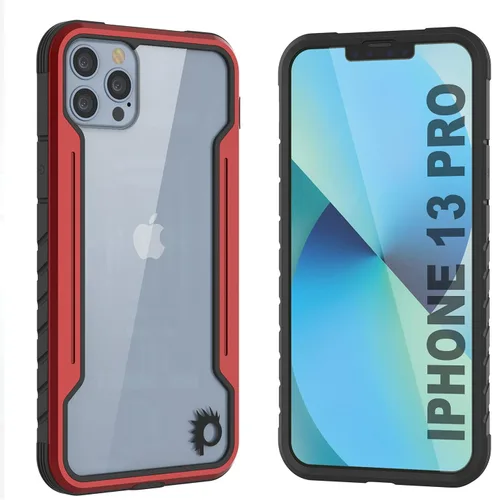 Vista 10 de Punkcase Diseñada para iPhone 13 Pro [Armor Stealth Series] funda protectora de grado militar con marco de aluminio [parte trasera transparente]