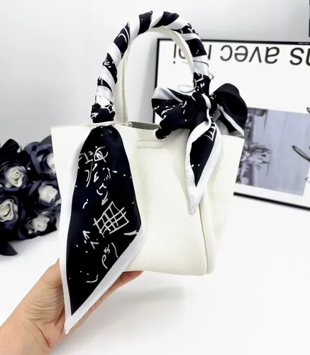 Vista 5 de Women's Designer Neckerchief Handbag Handle Ribbon Fashion Scarf Letter Printed Hair Tie