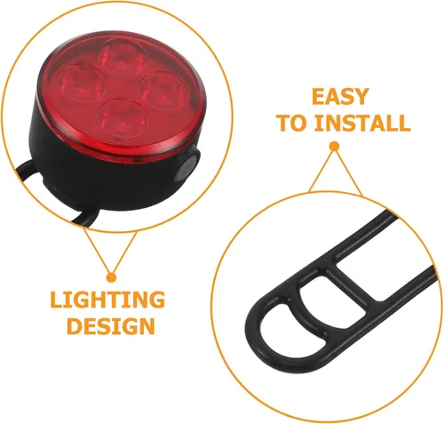 Vista 9 de Operitacx Rechargeable Bicycle Headlight and Tail Light Set with Red and White LEDs USB Charging Waterproof Safety Warning Reflectors for Night