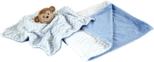 Vista 2 de Hudson Baby Manta unisex de felpa para bebé con manta de seguridad, azul, talla única (paquete de 2)