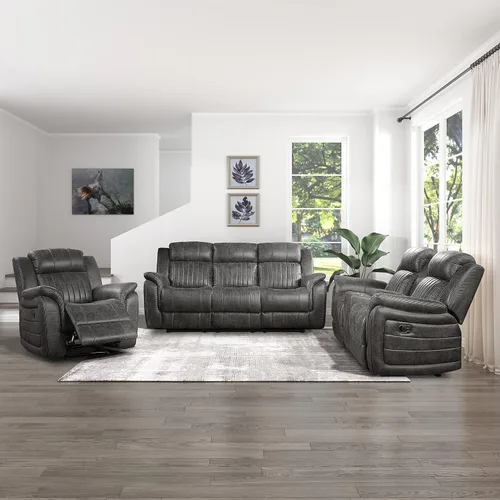 Vista 19 de Lexicon Juego de 2 piezas para sala de estar reclinable, asientos de cine en casa, sofás tapizados de microfibra pulida manual, sofá de caravana