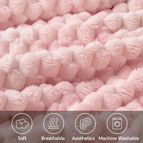 Vista 50 de BEDELITE Manta de forro polar para sofá y cama, manta decorativa de jacquard 3D de almendra, súper suave y acogedora, manta mullida cálida adecuada