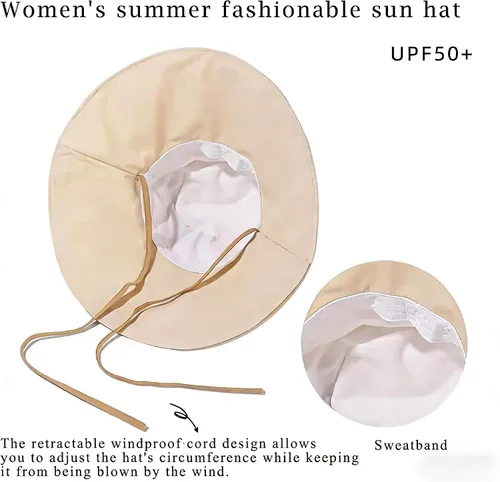 Vista 3 de Sombrero de sol de ala ancha para mujer, protección UV, plegable, plegable, plegable, para pesca, para viajes