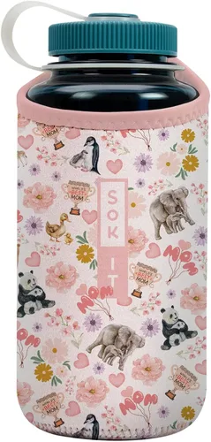 Vista 205 de Sok It BotlSok Funda para botella de agua con cubierta de neopreno aislante (Floral abstracto, se ajusta a CamelBak o Nalgene de 12 onzas)