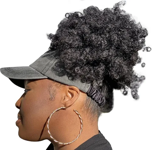 Vista 5 de CurlCap Gorra sin parte trasera para cabello natural, gorra de béisbol forrada de satén para mujer