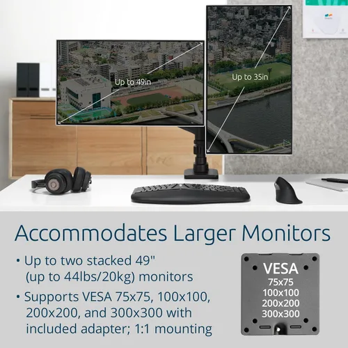 Vista 2 de Kensington SmartFit Premium Heavy Duty Dual Monitor Arm with Laptop Tray