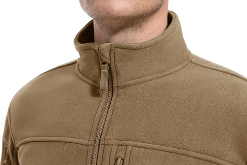 Vista 3 de CRYSULLY Chaqueta de forro polar táctica con cremallera completa para hombre, abrigo de invierno con múltiples bolsillos