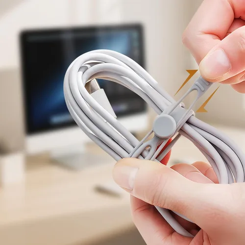 Vista 9 de 10 bridas de silicona reutilizables, organizador de cables de datos, organizador de cables para oficina, multiusos, organizador de cables
