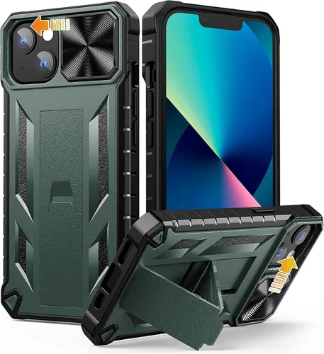 Vista 9 de SOiOS - Funda para iPhone 16e, iPhone 13, iPhone 14, con función atril Protección a prueba de caídas de grado militar, cubierta resistente
