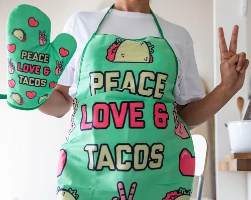 Vista 3 de Peace Love Tacos Divertidos Gráficos Novedades Accesorios de Cocina