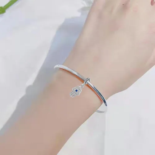 Vista 5 de NARTGO Amuleto de mano Hamsa de mal de ojo azul de buena suerte, compatible con pulseras Pandora