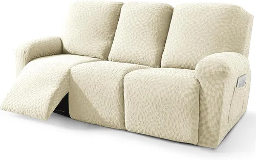Vista 12 de ZNSAYOTX 2026 Funda elástica para sillón reclinable de 3 piezas (61 cm-94 cm) Fundas súper suaves para silla reclinable con bolsillo grande y lazos