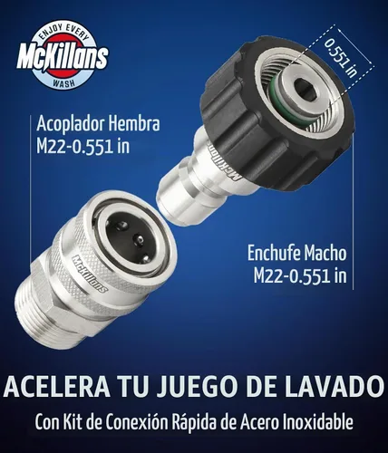 Vista 2 de McKillans® Par de arandelas a presión M22-0.551 in de conexión rápida - Accesorios de lavadora a presión de conexión rápida M22 a 3/8 - Accesorios