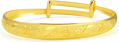 Vista 2 de CHOW SANG SANG Colección de regalos chinos 999.9 oro de 24 quilates precio por peso oro Longevidad y buena fortuna brazalete para regalo