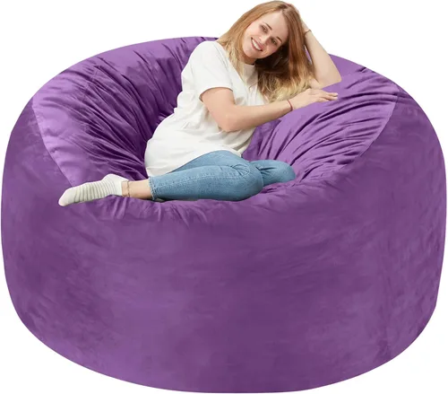 Vista 20 de Homguava - Sillón puff de 3 pies Sillón estilo puff grande de 3 pulgadas con relleno de espuma viscoelástica, sofá suave con funda de terciopelo
