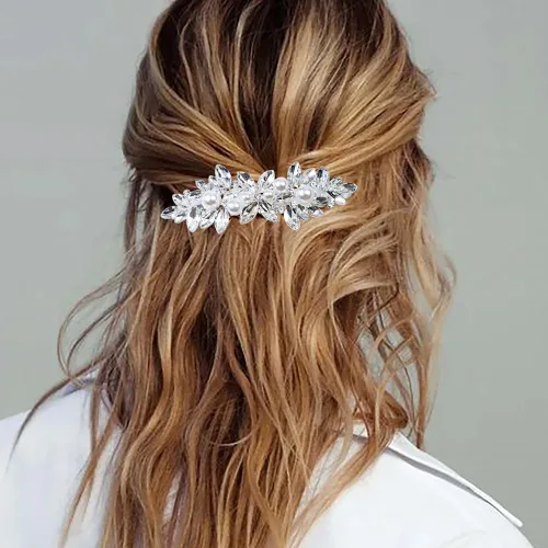 Vista 6 de 3 pinzas para el pelo nupcial con diamantes de imitación, horquillas de cristal, horquilla plateada, pasador de joyería para novias, damas de honor
