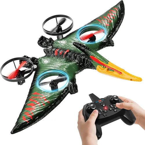 Vista 9 de Dinosaurio de avión de control remoto para niños, juguetes de espuma RC Rojo