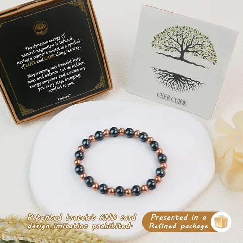 Vista 3 de PEALICIOUS Copper Bracelet for Women and Men with 3800 Gauss Magnetic Bead